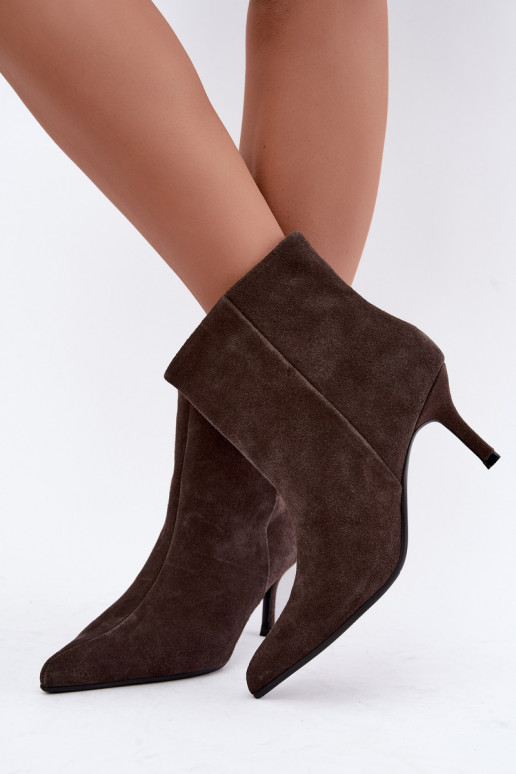 Stivali in suede con tacchi sottili e isolamento, slip-on Big Star UU274492 marroni