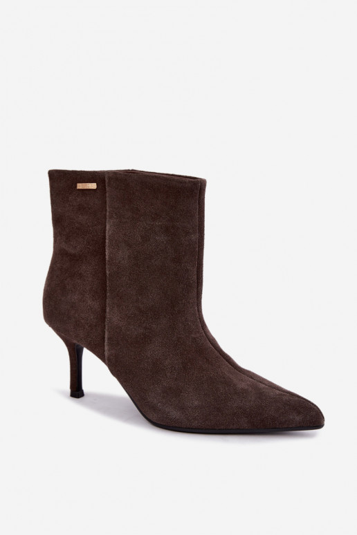 Stivali in suede con tacchi sottili e isolamento, slip-on Big Star UU274492 marroni