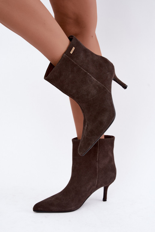 Stivali in suede con tacchi sottili e isolamento, slip-on Big Star UU274492 marroni
