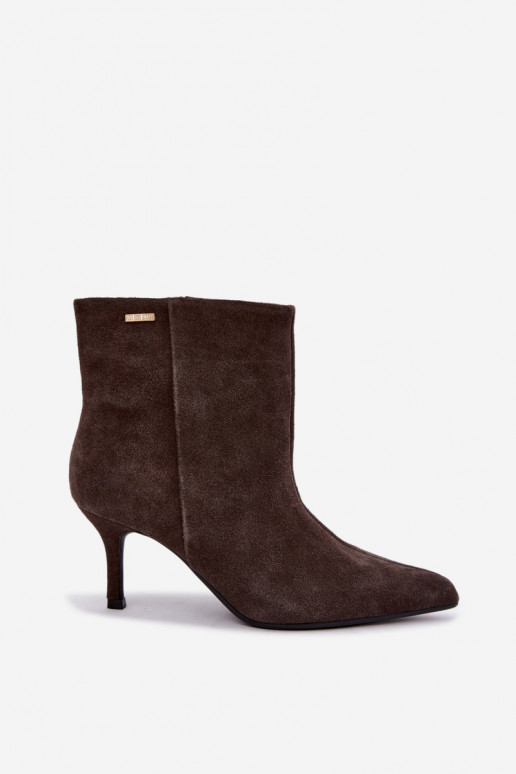 Stivali in suede con tacchi sottili e isolamento, slip-on Big Star UU274492 marroni