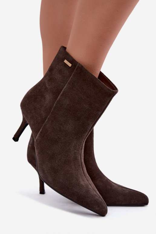 Stivali in suede con tacchi sottili e isolamento, slip-on Big Star UU274492 marroni