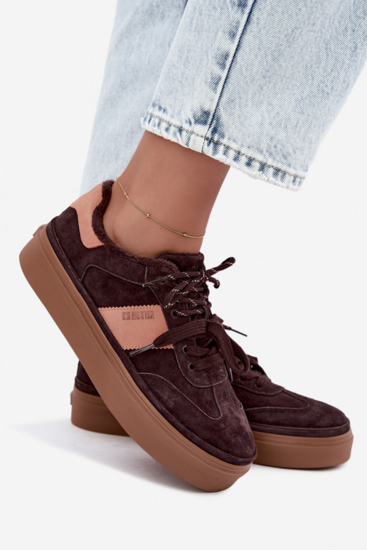 stivali modello sneakers in suede sintetico per donne isolati Big Star UU274770 colore cioccolato