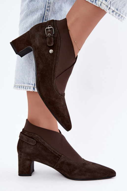 Stivaletti in suede caldi con tacco Tai turiciejka K7691-02 colore cioccolato