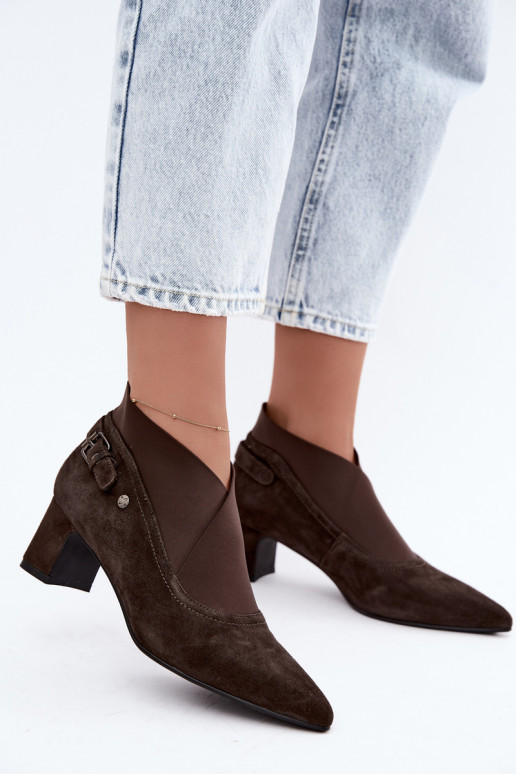 Stivaletti in suede caldi con tacco Tai turiciejka K7691-02 colore cioccolato