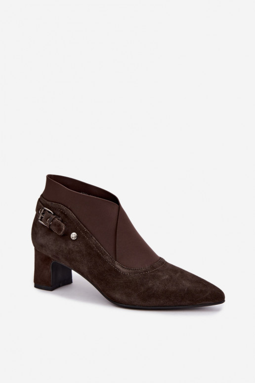 Stivaletti in suede caldi con tacco Tai turiciejka K7691-02 colore cioccolato