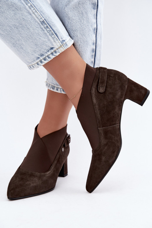 Stivaletti in suede caldi con tacco Tai turiciejka K7691-02 colore cioccolato