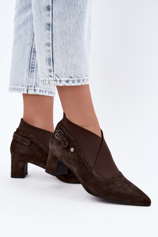 Stivaletti in suede caldi con tacco Tai turiciejka K7691-02 colore cioccolato
