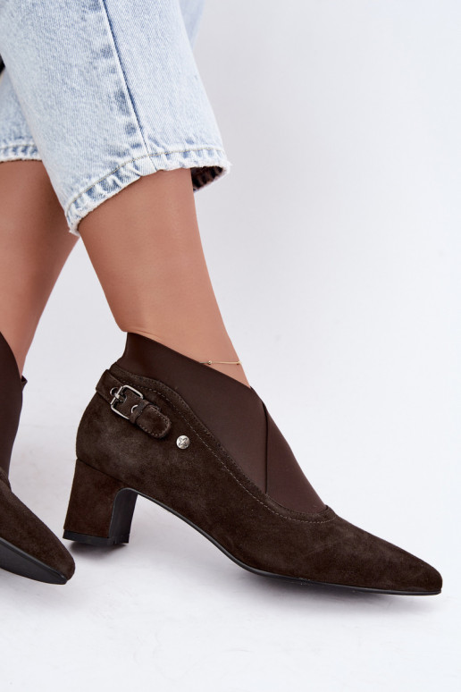 Stivaletti in suede caldi con tacco Tai turiciejka K7691-02 colore cioccolato