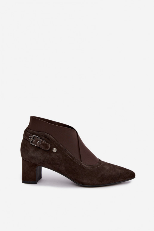 Stivaletti in suede caldi con tacco Tai turiciejka K7691-02 colore cioccolato