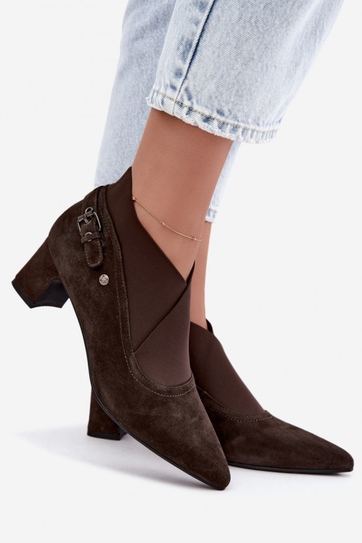 Stivaletti in suede caldi con tacco Tai turiciejka K7691-02 colore cioccolato