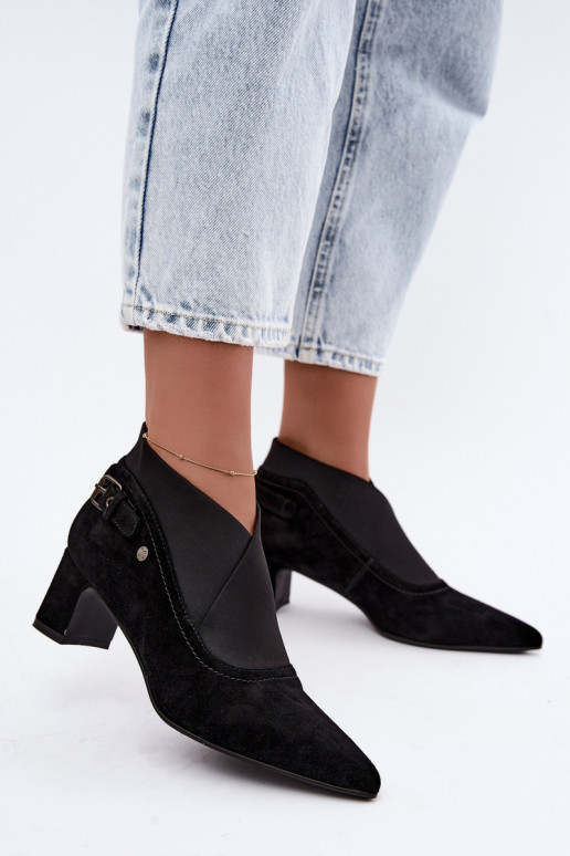 Stivaletti in suede caldi con tacco Tai turiciejka K7691-01 colore nero