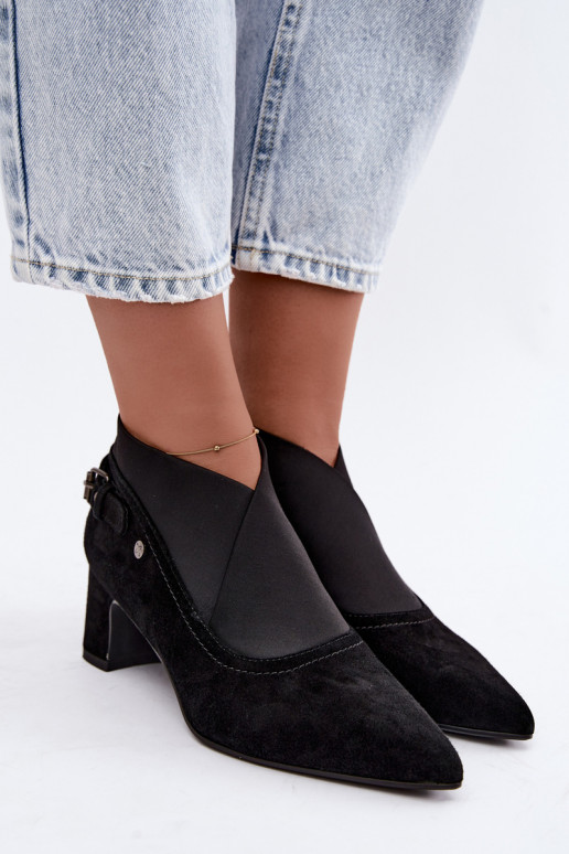 Stivaletti in suede caldi con tacco Tai turiciejka K7691-01 colore nero