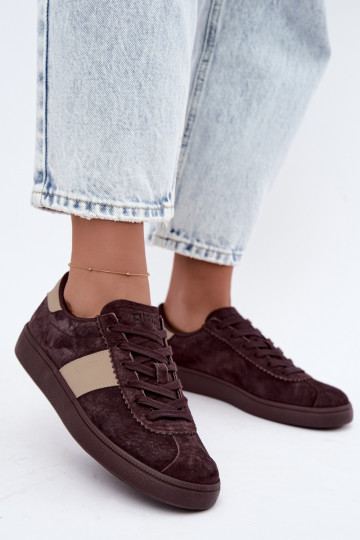 Sneakers in suede per donne Big Star UU274438 colore cioccolato 2