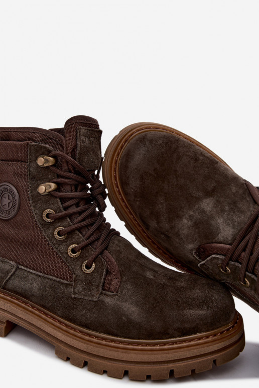 Stivali in suede marroni scuri per uomo Big Star UU174254