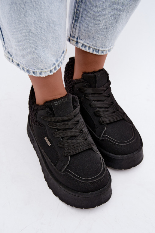 Stivali da neve da donna con piattaforma e pelliccia Big Star SS274104 in nero