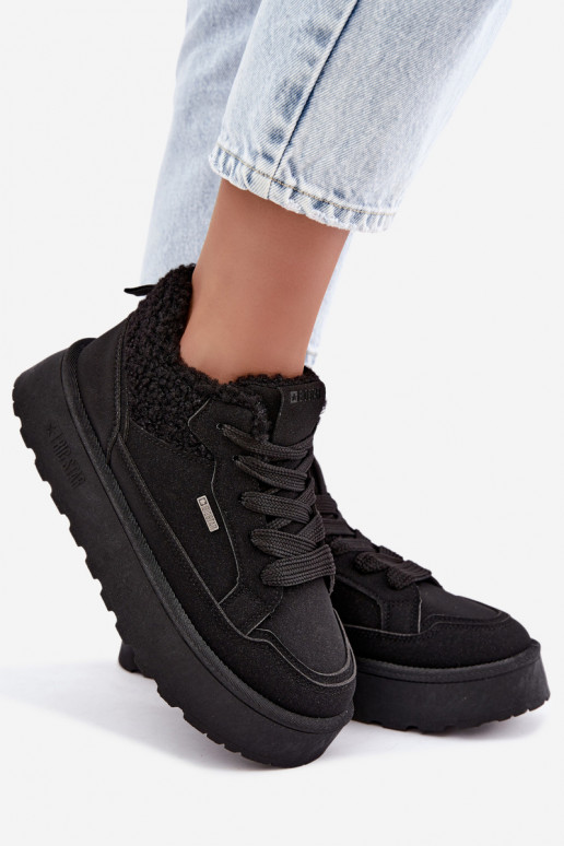 Stivali da neve da donna con piattaforma e pelliccia Big Star SS274104 in nero