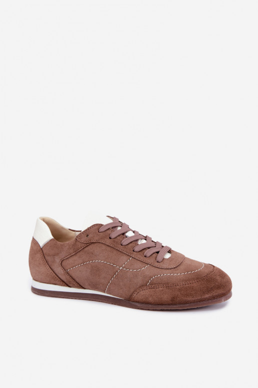 Sneakers in suede marrone con cuciture Zazoo N1414