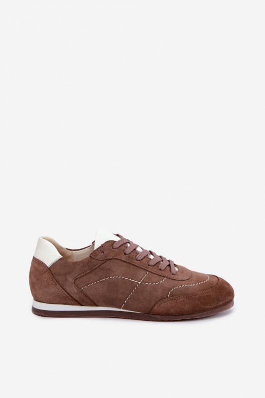 Sneakers in suede marrone con cuciture Zazoo N1414