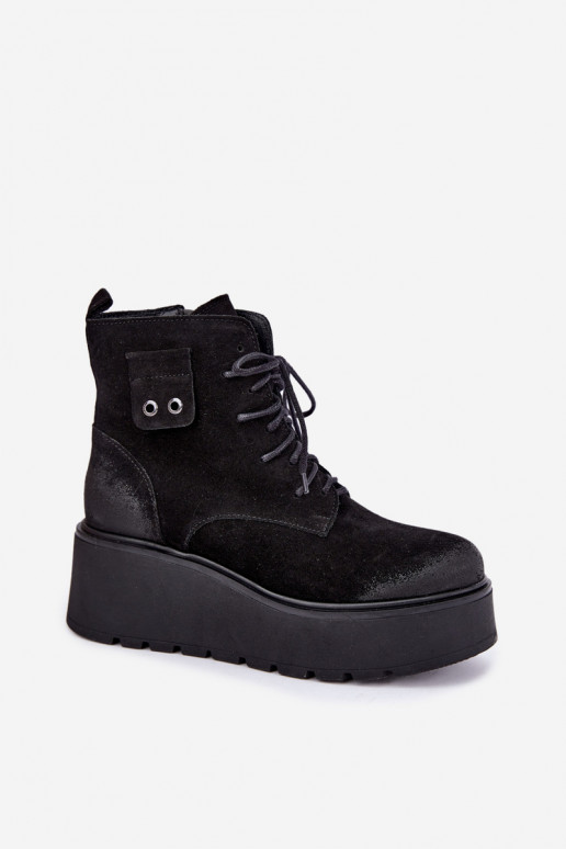 Stivaletti neri da donna con plateau Zazoo 60499