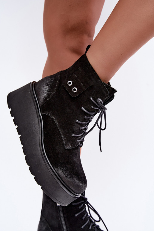 Stivaletti neri da donna con plateau Zazoo 60499