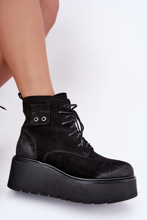 Stivaletti neri da donna con plateau Zazoo 60499