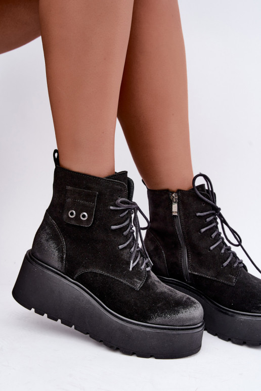 Stivaletti neri da donna con plateau Zazoo 60499