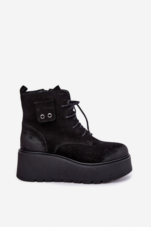 Stivaletti neri da donna con plateau Zazoo 60499