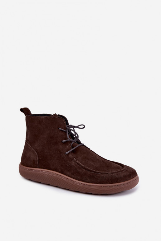 Stivaletti da donna in suede naturale con perline Zazoo 30078