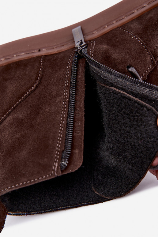 Stivaletti da donna in suede naturale con perline Zazoo 30078