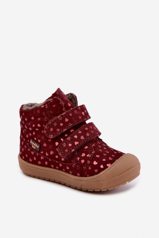 Stivali in suede per bambini con cuori Froddo G2110138-28 color borgogna