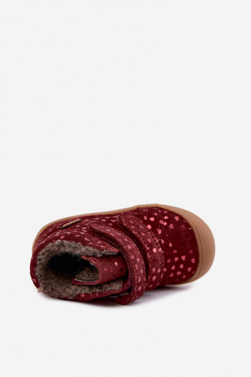 Stivali in suede per bambini con cuori Froddo G2110138-28 color borgogna