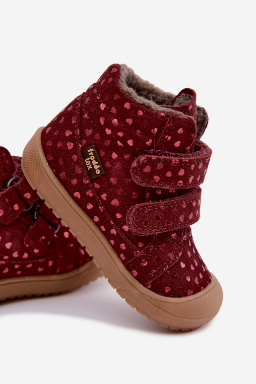 Stivali in suede per bambini con cuori Froddo G2110138-28 color borgogna