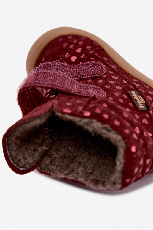 Stivali in suede per bambini con cuori Froddo G2110138-28 color borgogna