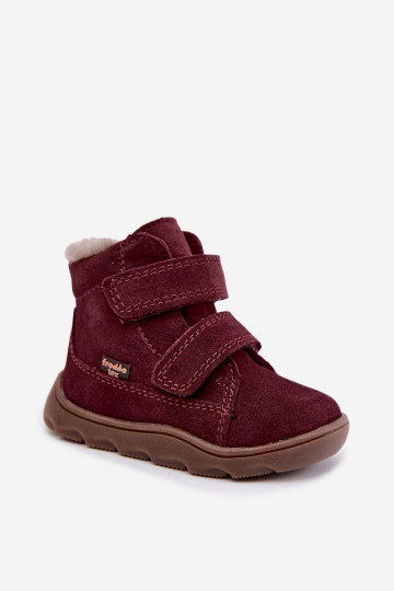 Stivali da neve in suede per bambini Barefoot Froddo G2110151-4 color borgogna
