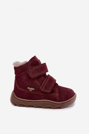 Stivali da neve in suede per bambini Barefoot Froddo G2110151-4 color borgogna 2