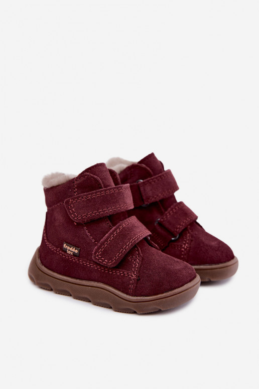 Stivali da neve in suede per bambini Barefoot Froddo G2110151-4 color borgogna