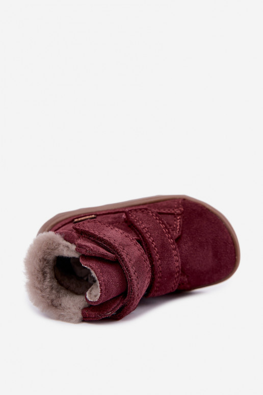 Stivali da neve in suede per bambini Barefoot Froddo G2110151-4 color borgogna