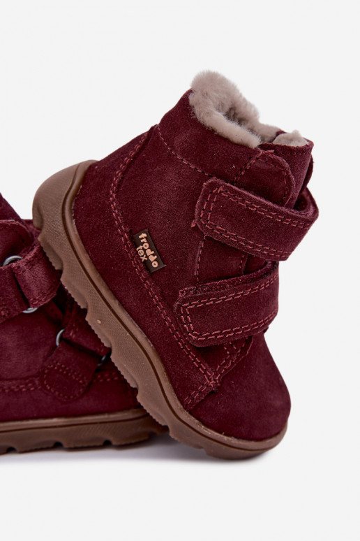 Stivali da neve in suede per bambini Barefoot Froddo G2110151-4 color borgogna