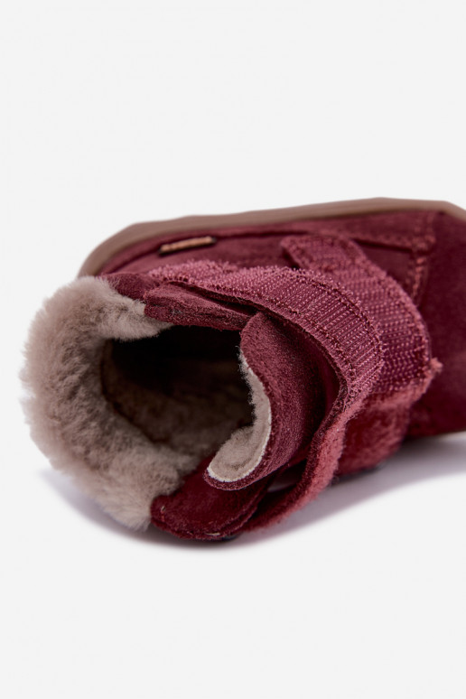Stivali da neve in suede per bambini Barefoot Froddo G2110151-4 color borgogna