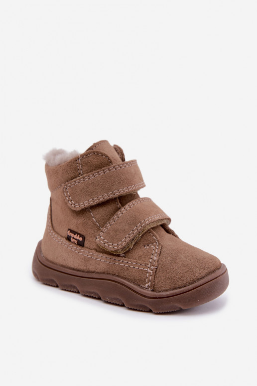 Stivali da neve in suede per bambini Barefoot Froddo G2110151-8 color sabbia