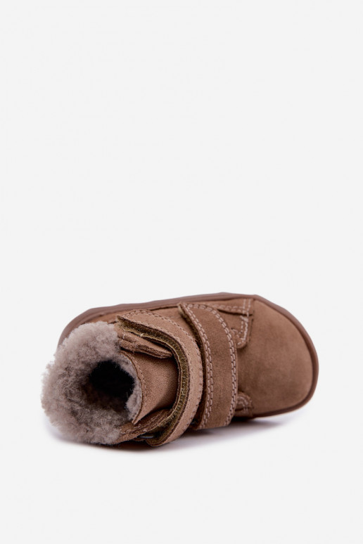 Stivali da neve in suede per bambini Barefoot Froddo G2110151-8 color sabbia