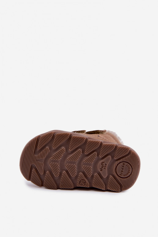 Stivali da neve in suede per bambini Barefoot Froddo G2110151-8 color sabbia