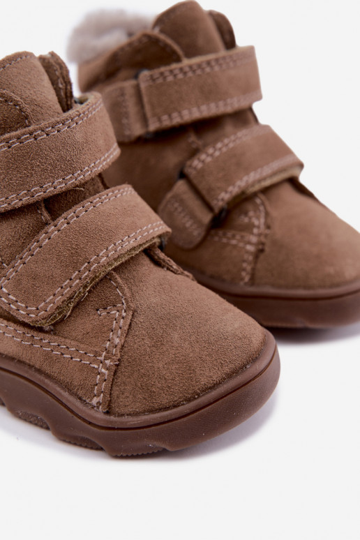 Stivali da neve in suede per bambini Barefoot Froddo G2110151-8 color sabbia