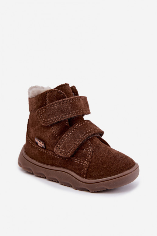 Stivali da neve in suede per bambini Barefoot Froddo G2110151-13 color cioccolato