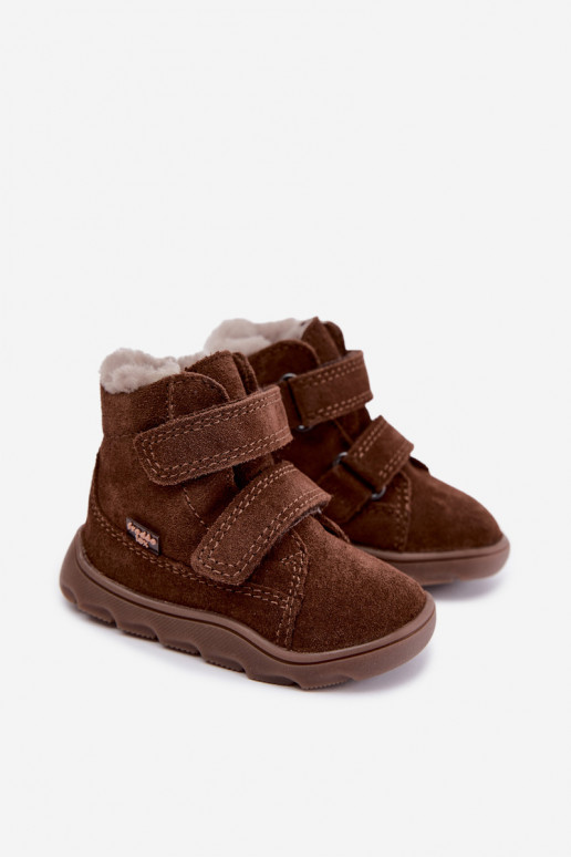 Stivali da neve in suede per bambini Barefoot Froddo G2110151-13 color cioccolato