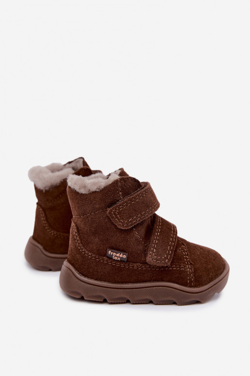 Stivali da neve in suede per bambini Barefoot Froddo G2110151-13 color cioccolato