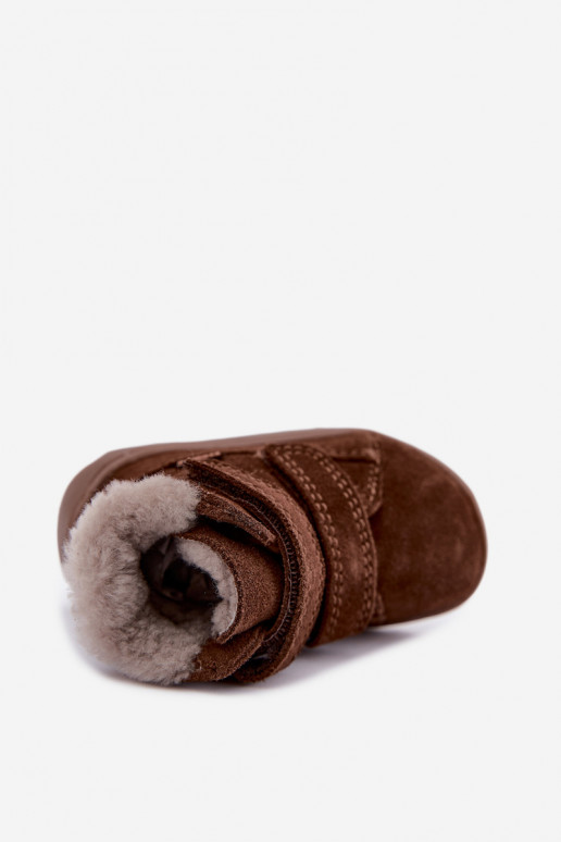 Stivali da neve in suede per bambini Barefoot Froddo G2110151-13 color cioccolato