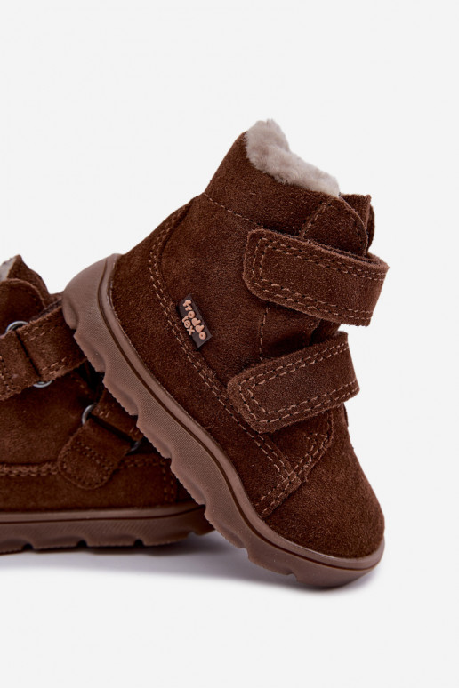 Stivali da neve in suede per bambini Barefoot Froddo G2110151-13 color cioccolato