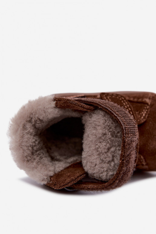Stivali da neve in suede per bambini Barefoot Froddo G2110151-13 color cioccolato