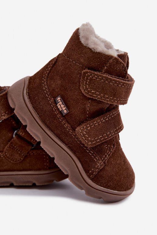 Stivali da neve in suede per bambini Barefoot Froddo G2110151-13 color cioccolato
